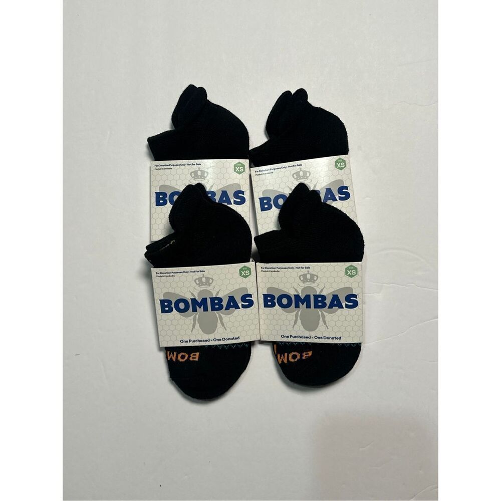 Bombas honeycomb black ankle socks - bundle of 4 - sz youth XS